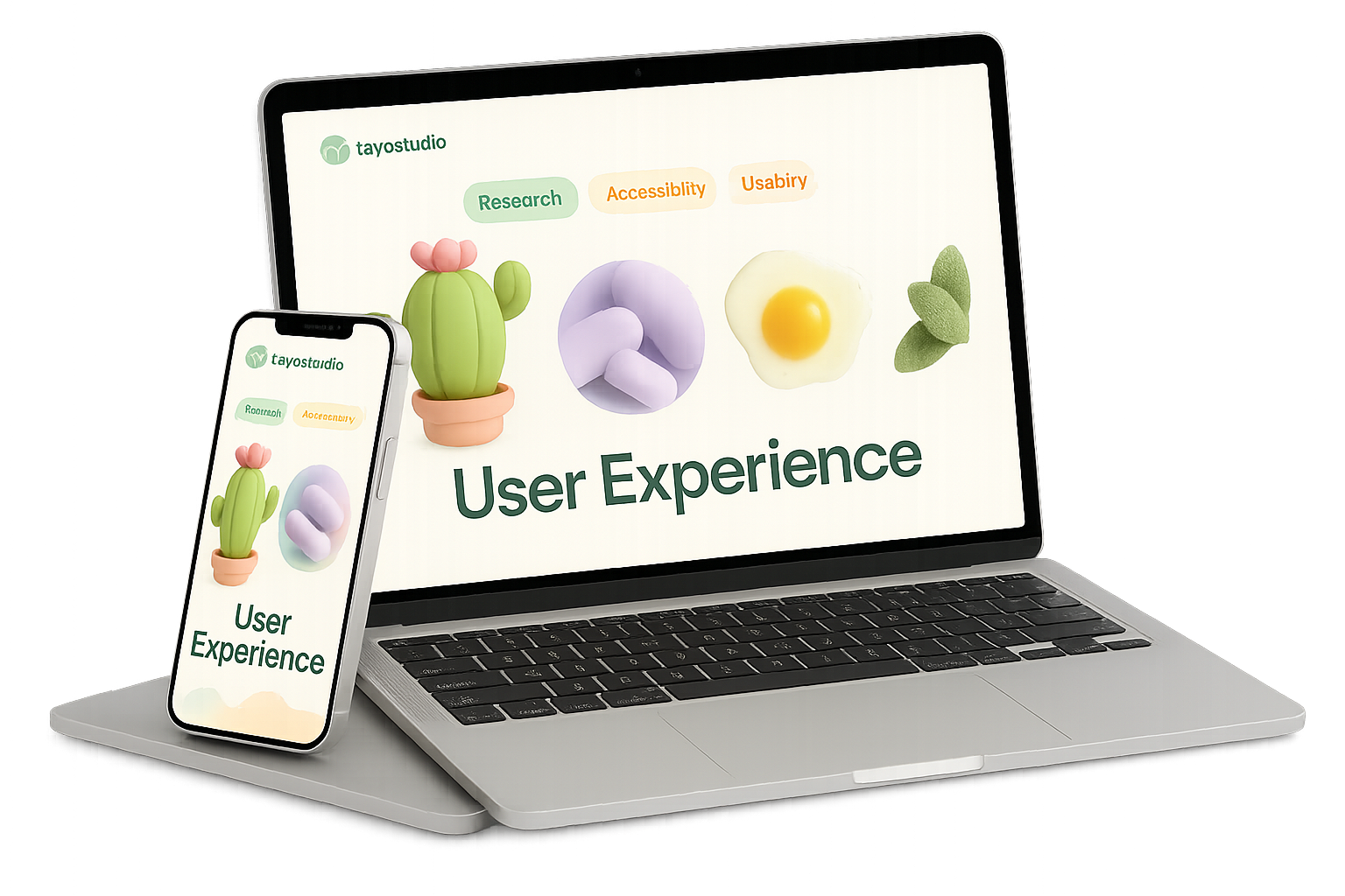 Human-centered product design workspace displayed on laptop and mobile devices